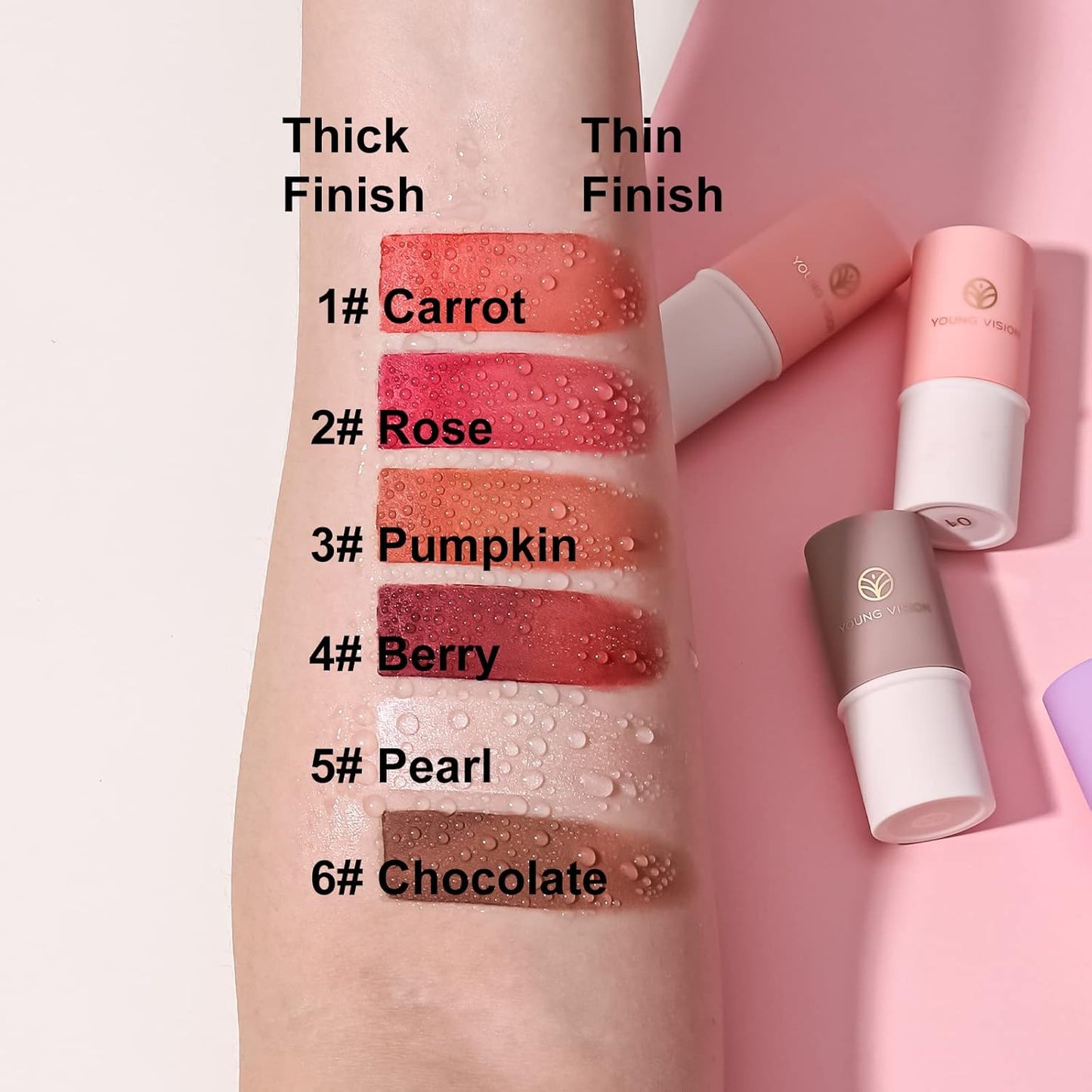 Young Vision 6 Couleurs Blush Stick Stylo Fluorescent Blush Contour Crème Blush Stylo Durable Imperméable-The Phénix Styles