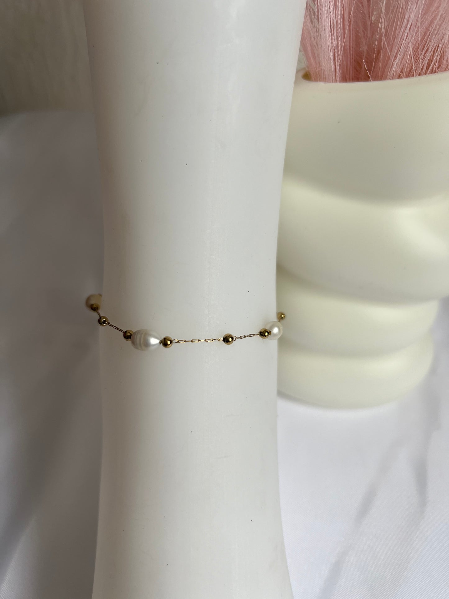 Bracelet cheville perle d’eau douce LAURE-Gold-The Phénix Styles