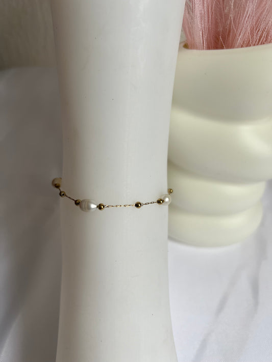 Bracelet cheville perle d’eau douce LAURE-Gold-The Phénix Styles