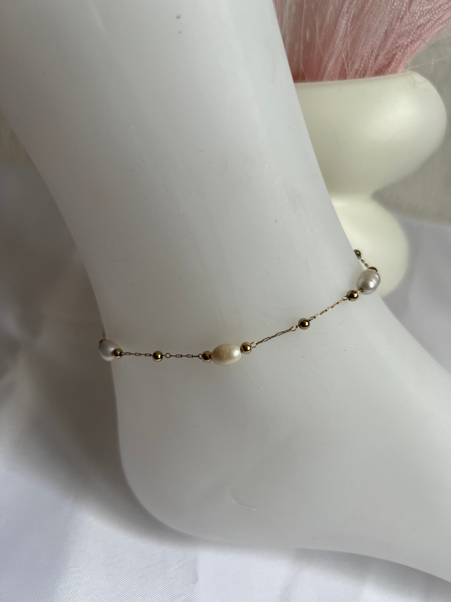 Bracelet cheville perle d’eau douce LAURE-Gold-The Phénix Styles