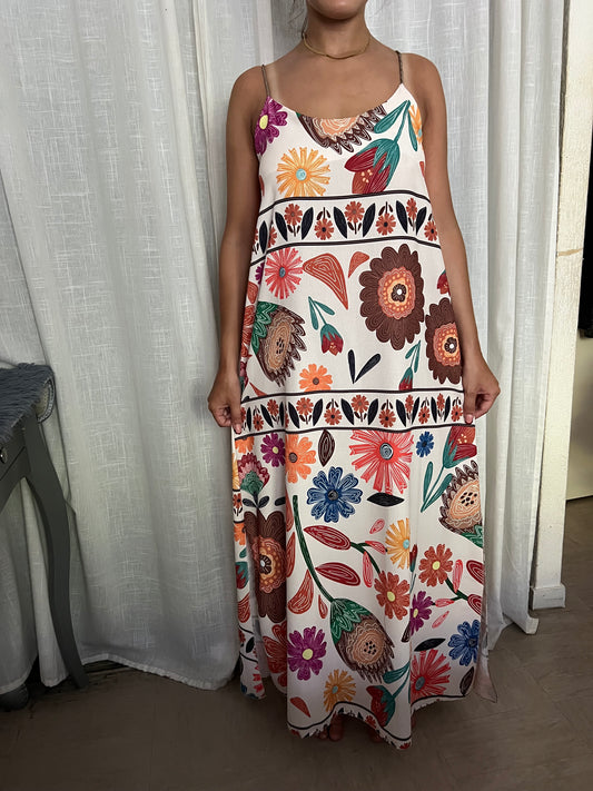 Robe longue à motifs SANTORINI-The Phénix Styles
