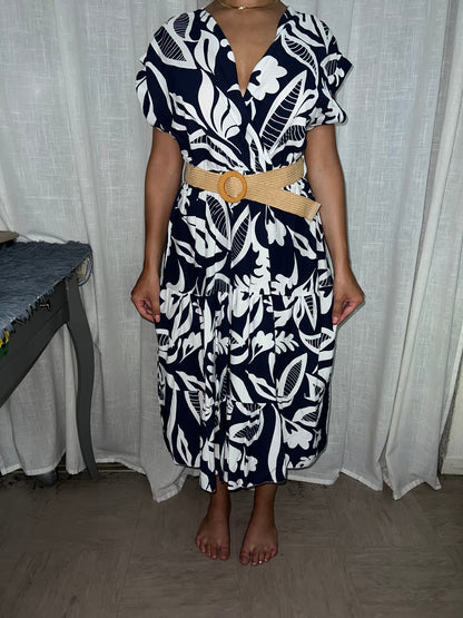 Robe longue cache cœur avec ceinture paille SABINE-The Phénix Styles