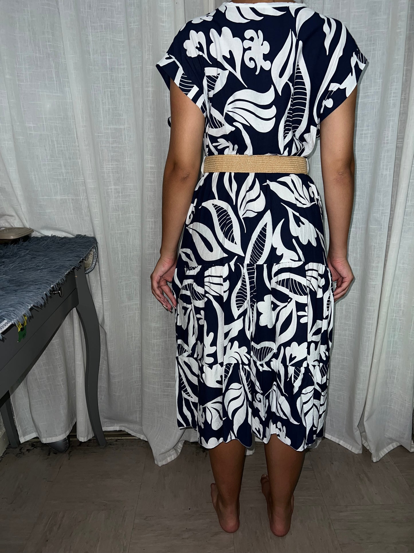 Robe longue cache cœur avec ceinture paille SABINE-The Phénix Styles